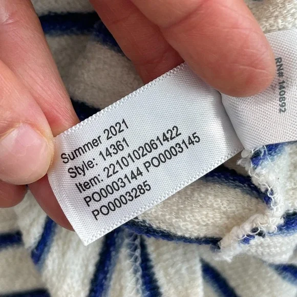 Marine Layer Pullover Hoodie in Natural Navy Stripes Men M/L Terry Cloth NWOT
